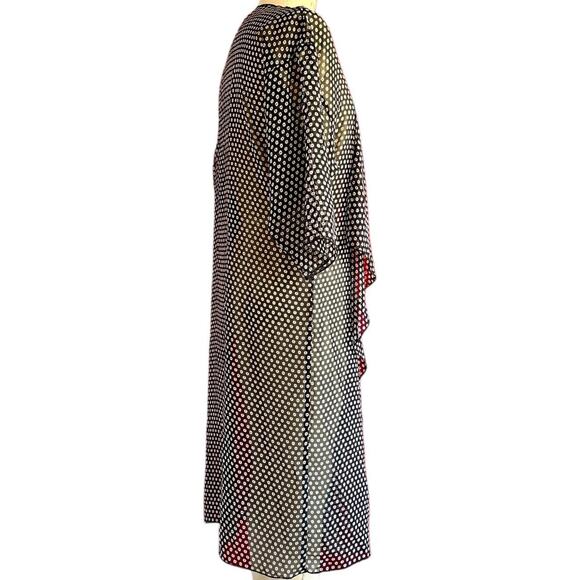 Womens Cover Up Size Medium Sheer Black Polka Dot Geometrics Soft Goth Office - Picture 4 of 7
